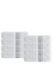 DePera Home Set of 8 Unique Silver Stripe Hand Towels