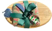 Mud Pie Christmas Bamboo Charcuterie Board W/ Napkins And Cheese Spreader NEW