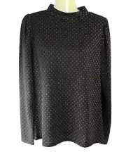 NWT ANN TAYLOR LOFT Pullover Black w Gold Metallic Womens LRG Mock Turtle Neck
