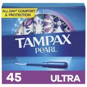 Tampax Pearl Plastic Tampons Ultra Absorbency 45 Count