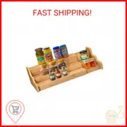 Spice Rack Kitchen Cabinet Organizer- 3 Tier Bamboo Expandable Display Shelf