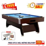 CUETIQ 8FT MDF Pool Snooker Billiard Table with Accessories Pack, Walnut&Blue
