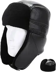 [CVMRBY] Winter Hats,Bomber Hat Mens Trooper Trapper Hat Bomber Hats with Imitation Mink Fur Leather Aviator Cap Windproof Winter