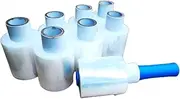 8 Rolls Heavy Duty Mini Stretch Shrink Wrap Roll Bundling Film 1.5" 100mm x 250M Clear Plastic Wrap Film with 1 Plastic Handle