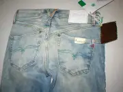 New Womens NWT Designer Replay Jeans 25 Skinny Light Blue Italy Trademark Tall