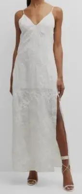 $451 Rag & Bone Women's White Larissa Embroidered Slip Dress Size 6