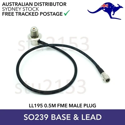 UHF Radio SO239 Antenna 1/2" Base 500mm LL195 Cable FME Male Connector PREMIUM