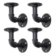 Pipe Floating Shelf Bracket Heavy Duty, Black L Pipe Shelf 4*4 Inch 4 Pack