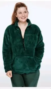 New X Large Victoria Secret Pink Teddy Sherpa Half Zip Pullover Jacket size XL