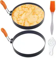 Pancake Ring for Griddle,2 Packs 6 Inch Omelette Ring for Griddle,6" Non-stic...