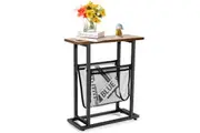 Giantex 2-Tier Industrial End Table Accent Table w/Mesh Magazine Holder Sofa Coffee Table