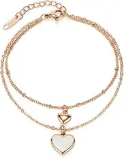 [EBCJIAMS] Double Chain Heart-Shaped Titanium Steel Bracelet for Girl Trend Jewelry Simplicity Bracelet Best Friends Birthday Gift Bracelets and Bangles