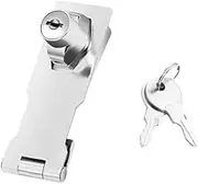 1PCS Stainless Stee Security Bolts Slide Latch Lock， Staple Lock with Key and Screw Safety Knob Locking Lock for Locking Shed Doors Furniture Cabinet Boxes,Pet Cage Crate Fitting Accessories