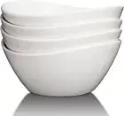 Set Of 4 Large Bowls Serving Salad Soup 8"ceramic Deep & 42 Oz Kitchen White