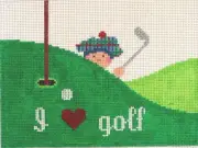 I Love Golf Hand Painted Needlepoint Canvas