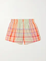 [OROTON] OROTON - Checked Cotton Shorts - Pink - UK 12 UK 12 Pink