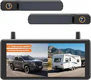 AUTO-VOX 7.2" DVR Portable Solar Wireless Backup Camera, 2Mins DIY Installation, 1080P Battery Powered Back Up Camera System, Support 2 Channels Hitch Reverse Camera for Car/SUV/Van/Truck/Trailer