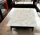 36" Elegant White Quartz Stone Dining Table Crystal Healing Gemstone Countertop