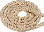 uxcell 1 Inch x 50 Feet Natural Twisted Cotton Rope 3 Strand Strong Thick Cotton Rope Tug of War Rope for Railings Crafts Home Decor, Brown