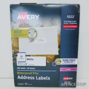 *Imperfect Box* Avery 5522 WeatherProof Addess Labels White 1 1/3"x 4" 700/labls