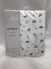 Carter's Taupe Brown White Safari Animal Print Fitted Baby Crib Sheet NEW