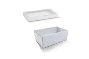 10 x Small White Disposable Catering Grazing Boxes Trays With Clear Frame Lids