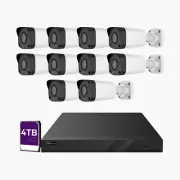 NDAA 16CH PoE Security Camera System with 10*4K Bullet Cameras, 4TB HDD