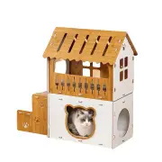 NNETM Villa-Style Cat Scratcher Cardboard House - Plaid Pattern