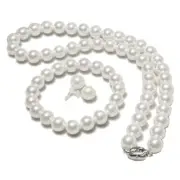 3pcs Creative Pearls Pendant Necklace Earring Bangle Bracelet Wedding Jewelry