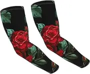 [FHEDVBN] Rose Gift Arm Sleeves Compression Arm Covers for Men Women Outdoor Sun Sleeves Cooling Sports Sleeve, Black