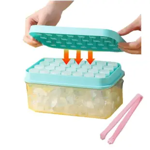 【Vanibaby】按壓式製冰盒 單層含蓋28格(大容量 秒脫 玫瑰造型 附冰夾 蓋子)