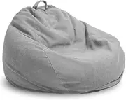 Portable Lazy Beanbag Chair Sofa Set Thick Waterproof Cotton Bean Bag Cover Without Filler Outdoor Pouf Chair Beanbag Puff Sofa Lounge Recliner Sac (Color : Light Grey, Size : 3.3ft-D100cm-Cover)