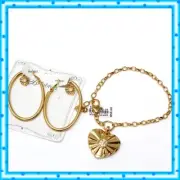 Brighton Esprit Heart Crystal Gold Bracelet Earrings Set NWT $136 Pouch
