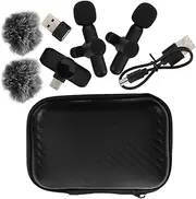 ibasenice 1 Set Compact Cordless Clip Mic with Intelligent Noise Reduction Dual Type C USB Adapter Portable Interview Microphone with Storage Box for Audio Recording