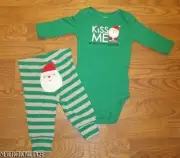 CARTER'S~INFANT BOYS CHRISTMAS OUTFIT~KISS ME*NO MISTLETOE REQ'D~NB~3M~6M~NWT