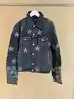 Amiri Chemist Denim Jacket in Black With Camo Patches BNWT L