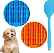 Wzenclave 2pcs 7.8" Dog Lick Mat Silicone Pet Slow Feeder Mat Slow Feeder & Non-Slip Design Super Suction Reduce Daily Anxiety for Anxiety Relief Bathing Grooming and Training - with Extra Spatula