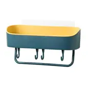 No Drilling Shower Caddy with Self-adhesive Glue & Hooks Storage Basket Bathroom Shelf Rack Wall Mounted Rack for Kitchen Bathroom