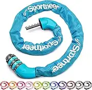 Sportneer Bike Lock: 5 Digit Combination High Security Anti Theft Bike Chain Lock - Heavy Duty Bicycle Lock for Bike Motorcycle Scooter - 1m Long 6mm Thick