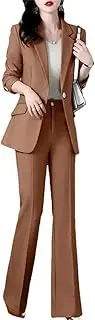 [HEYDHSDC] Women's Suit Two Piece Casual Blazer Jacket+Micro Flare Pants Matching Set