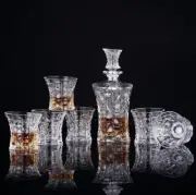 7 Piece Modern Design Glass Whisky Decanter Set 1 Whisky Decanter + 6 Whisky Cup
