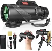 80x100 Monocular Telescope for Smartphone - High Powered High Definition Monoculars for Adults with Tripod & Phone Adapter, Low Light Night Vision, Clear View for Wildlife Bird Watching Hunting Hiking