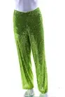 One 33 Social Womens High Waist Sequin Flare Pants Lime Green Size 12
