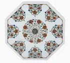 Octagon Marble Coffee Table Top Gemstone Inlay Work Patio Side Table for Hotel