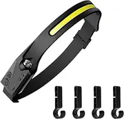 Headlights - Led Head Lamp | 4 Modes Rechargeable Headlight | Head Light Flashlight with 230 Degree Beam and Motion Sensor | Long Runtime Head Torch | Ipx4 Waterproof Bright Head Lamp for Hiking,