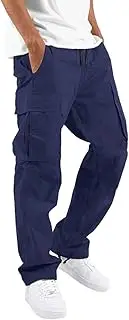 [Generic] Mens Cargo Pants Casual Jogger Hiking Pants Elastic Waist Drawstring Straight Legs Athletic Workout Sweatpants Pockets