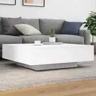 vidaXL Coffee Table with LED Lights White 100x100x31 cm 2BB