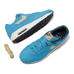 【NIKE 耐吉】休閒鞋 Air Max 1 PRM Corduroy 男鞋 藍 卡其 燈芯絨 波羅海藍(FB8915-400)