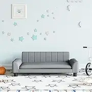 Light Grey Kids Sofa, 90x53x30 cm, Fabric, Sturdy Pine Wood Frame, Foam Padding, Stylish and Safe for Ages 3-6