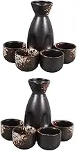 iplusmile 2 Sets Japanese Sake Pot Set Traditional Sake Cups Serving Set Ceramic Material